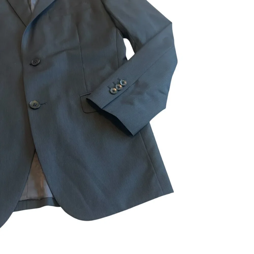 Theory Button-Down Blazer Jacket Sport Coat Black Pinstripe Wool Size 38R Men's